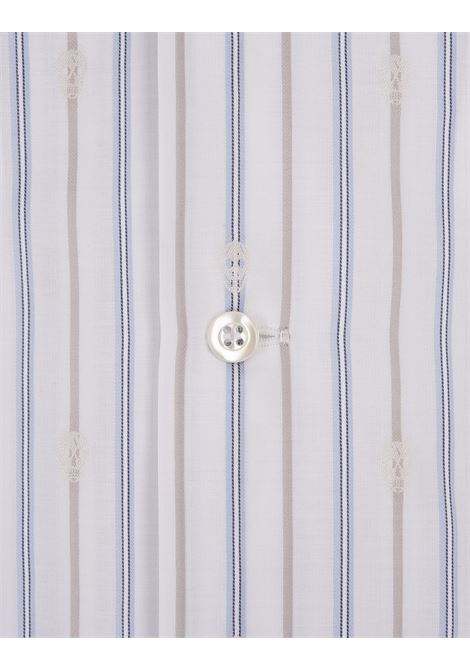Camicia Bowling Bianca a Righe Con Motivo Skull ALEXANDER MCQUEEN | 828641-QNAA49216